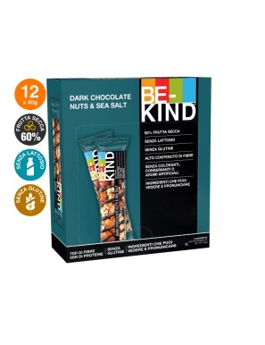 Be-Kind Barrette con Cioccolato Fondentem, Noci e Sale Marino 40g x12 