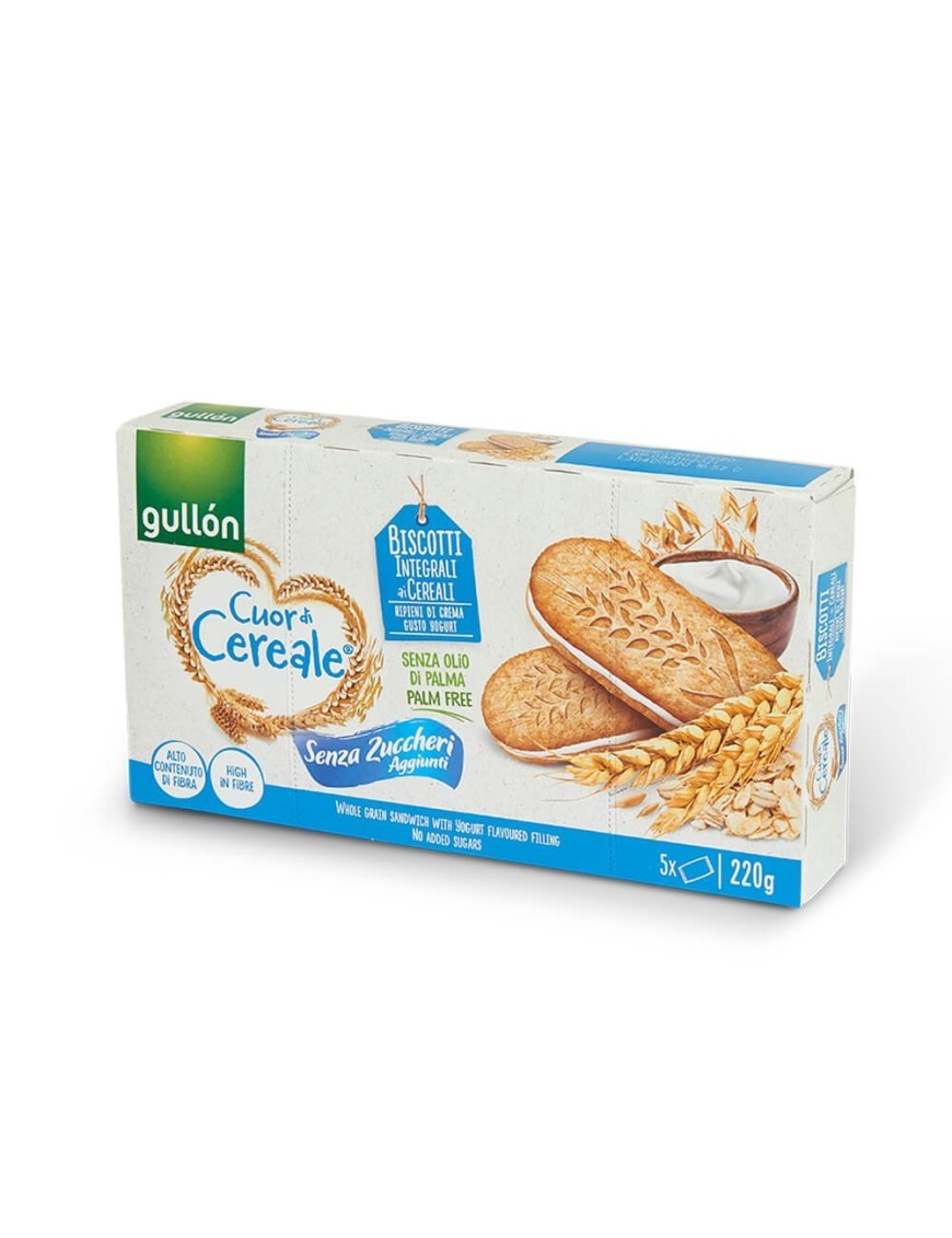 Biscotti Cuor di Cereali Integrali e Crema gusto Yogurt 220 g Gullòn 