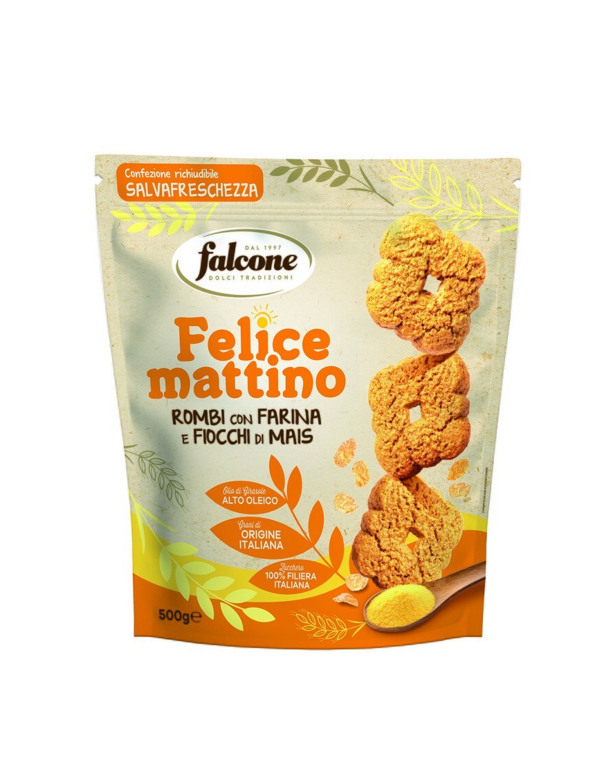 Felice Mattino Rombi con farina e fiocchi di mais Falcone 500 g 