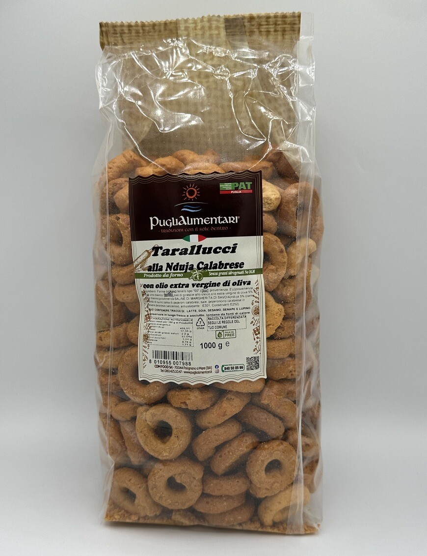 Taralli da aperitivo Gusto Nduja Calabrese Puglialimentari 1kg