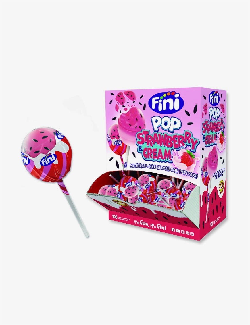 Lecca Lecca Fini Pop Panna e Fragola x 100 pezzi 